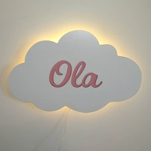Personalisierte Wolke, handgemachte hölzerne LED-Lampe, Kindernachtlampe, Kinderzimmerdekor, Babyzimmerlampe, Kinderzimmerlampe, Minimalistisch
