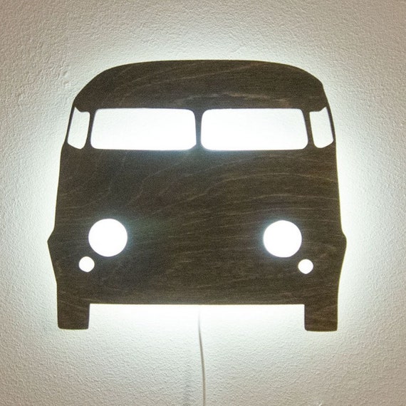 Lámpara de coche LED de madera hecha a mano, Lámpara de noche para