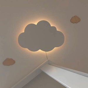 Cloud lamp night light L-XL LED Handmade wooden, Cloud, Nursery decor, Children&#39;s lamp, Baby room lamp, Lampe kinderzimmer, Minimalistisch