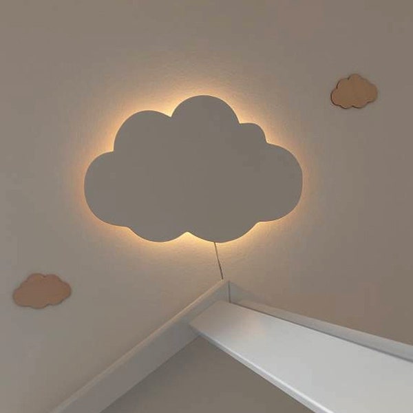 Wolkenlampe Nachtlicht L-XL LED Handgemacht aus Holz, Wolke, Kinderzimmerdeko, Kinderlampe, Babyzimmerlampe, Lampe kinderzimmer, Minimalistisch