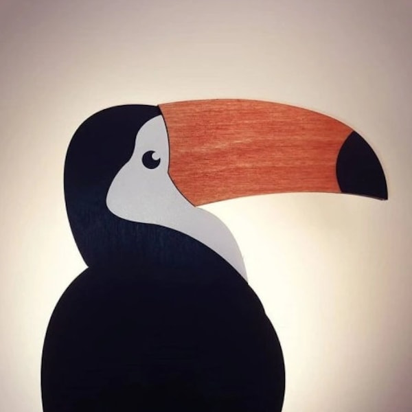 Toucan lamp jungle motif, Personalised LED night light Handmade wooden lamp, Kid's room Nursery decor, Baby room lamp, Kinderzimmerlampe