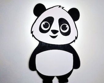 Lampe panda LED en bois faite main, veilleuse pour enfants, décoration de chambre de bébé, lampe pour enfants, lampe pour chambre de bébé, lampe pour enfants, lampe pour jardin d'enfants