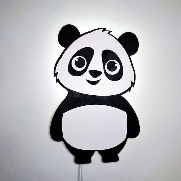 Lampe panda LED en bois faite main, veilleuse pour enfants, décoration de chambre de bébé, lampe pour enfants, lampe pour chambre de bébé, lampe pour enfants, lampe pour jardin d'enfants