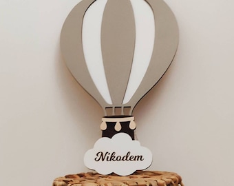 Ballon Lampe personalisierte Nachtlicht L-XL LED Handgemacht aus Holz, Kinderzimmer Dekor, Kinderlampe, Babyzimmer Lampe, Kinderzimmer, Minimalistisch