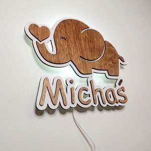 Elephant Handmade wooden LED lamp, Kids night lamp, Nursery decor, Children&#39;s lamp, Baby room lamp, Kinderzimmerlampe, Kinderkamer lamp