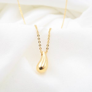 Teardrop necklace, waterdrop necklace, minimalist necklace, droplet necklace, dainty necklace, gifts for her 14K gold filled