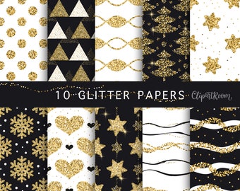 Papel de Natal com Glitter Dourado: Padrões de Confete Sem Costura (Download Digital)