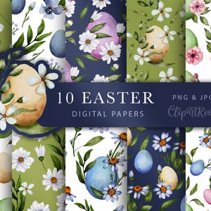 Easter digital paper seamless pattern watercolor floral digital paper Easter png Easter egg Easter sublimation designs baby digital paper
