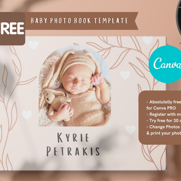 Baby book template Photo book Canva template Photo album baby shower printable template family photo album