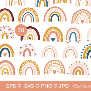 Boho rainbow svg boho rainbow png pastel rainbow svg clipart hand drawn svg hand drawn nursery décor for kids party birthday print