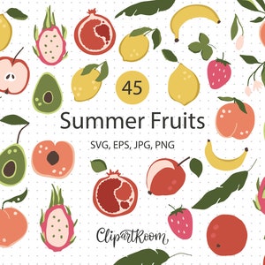Limão svg pêssego svg estacas plantas clipart de verão Maçã svg abacate svg adesivo de planta de fruta do dragão svg arte de planta tropical