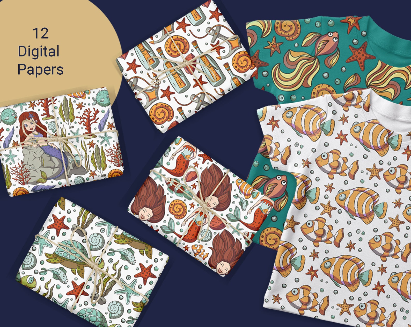 Mermaid Clipart Summer Clipart &mermaid Digital Paper Pack - Etsy