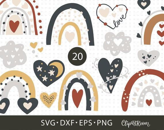 Download Boho Rainbow Svg Heart Svg Files For Cricut Valentines Svg Etsy