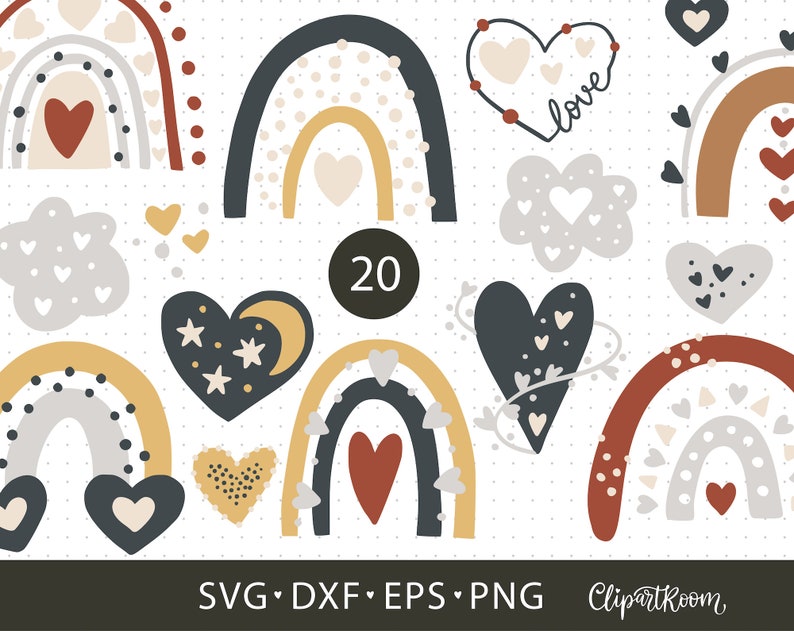 Download Boho Rainbow svg Heart svg files for cricut Valentines svg ...