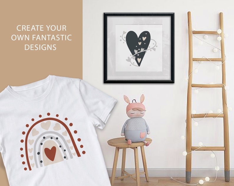 Download Boho Rainbow svg Heart svg files for cricut Valentines svg ...