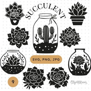 Cactus Svg Suculento Svg Suculento Png Flor Vector Botánico Svg Jardinería Svg Svg Para Plantas de Camisa Svg Paquete Florero Svg