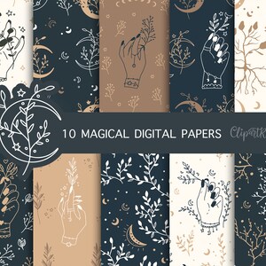Boho digital paper pack, Magical digital background, seamless pattern, Digital paper retro, Digital  scrapbook kit for Commercial use
