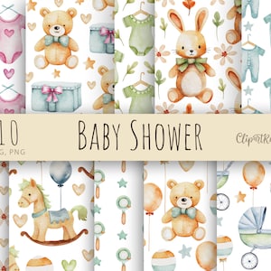 Bodysuit Pattern Oh Baby Shower Watercolor Digital Paper Newborn Png Baby Boy Digital Baby Girl Digital Paper Newborn Pattern