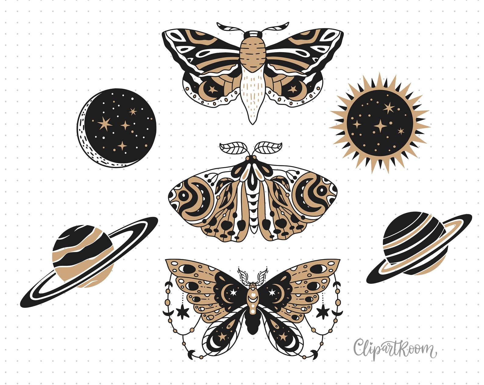 Celestial Svg Butterfly Svg Moth Art Print Moon and Star Nursery Art ...