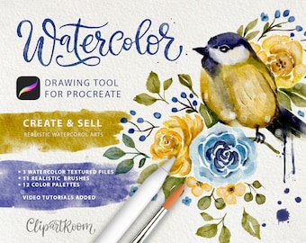 Procreate Watercolor Brushes Kit: Realistic Painting, Color Palettes