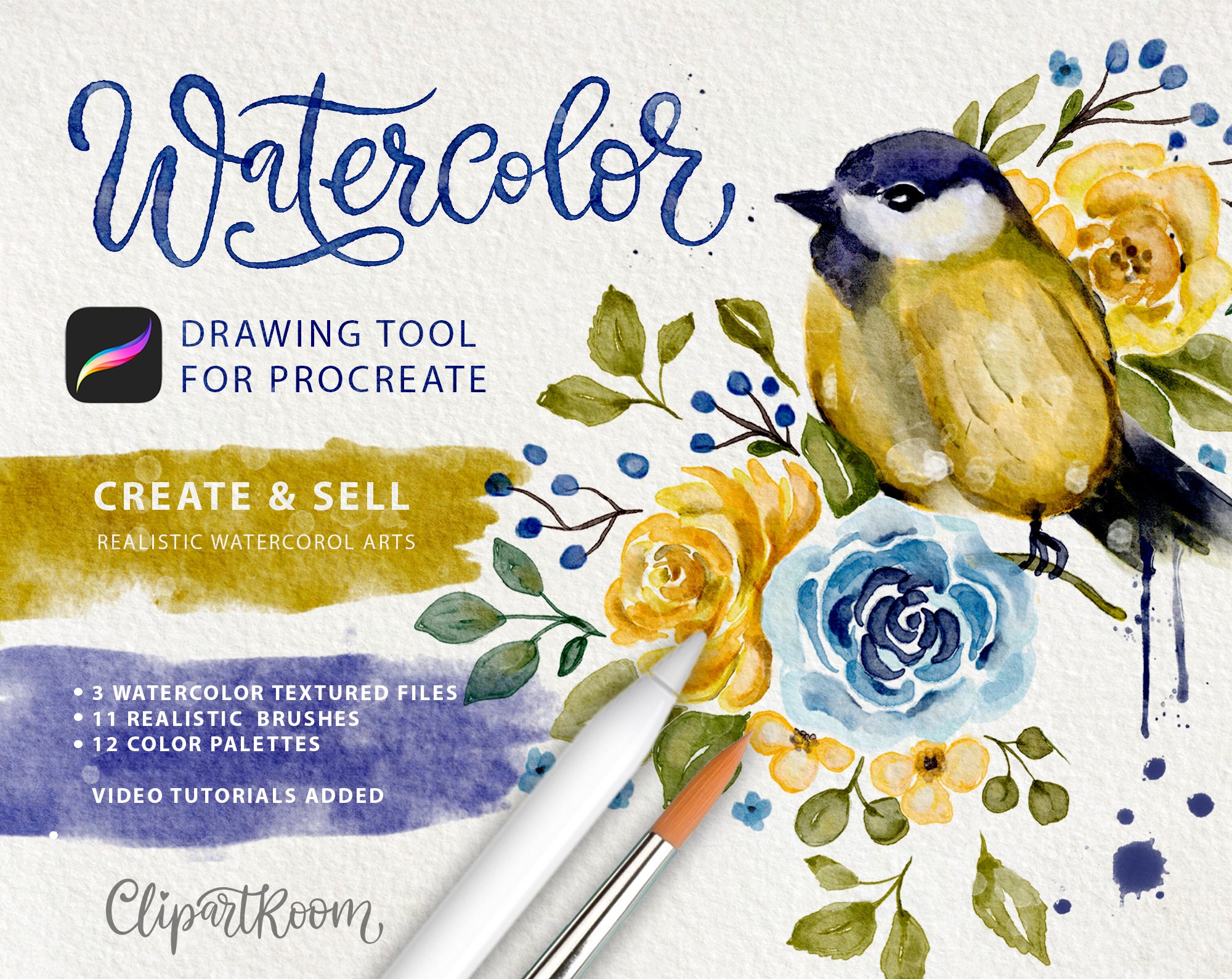 Watercolor Procreate Brushes, Watercolor Creator and Procreate Color