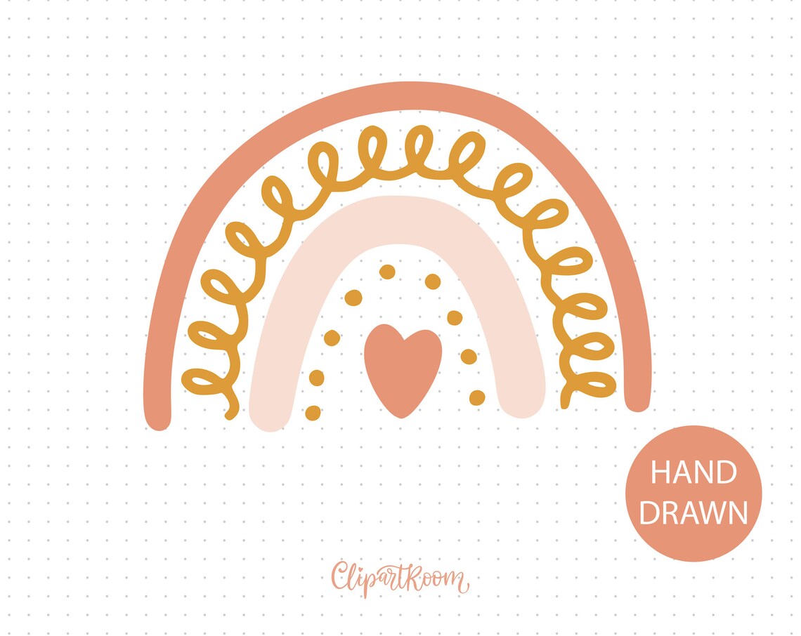 Boho Rainbow Svg Boho Rainbow Png Pastel Rainbow Svg Clipart Hand Drawn ...