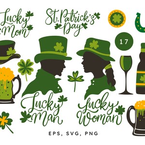 St Patricks day svg bière svg svg irlandais svg porte-bonheur shamrock png lucky mama png clipart St Patricks femme SVG homme SVG