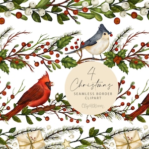 Clipart del bordo di Natale ClipArt delle vacanze di Natale png, album digitale di Natale senza soluzione di continuità per uso personale e commerciale