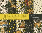 Tiger Tropical Seamless Pattern: Lemon Wall Art (Digital Print)