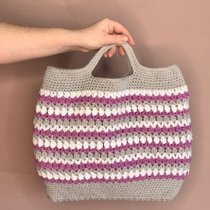 Crochet bag pattern, Crochet purse Pattern, beginner crochet pattern, stripy crochet bag pattern, textured crochet bag pattern image 2