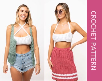 Crochet Crop Top Pattern with multi-way straps easy Crochet Top pattern suitable for beginners