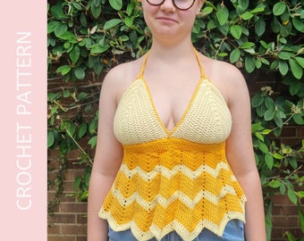 Crochet Bralette Pattern with halter neck, easy Crochet Top pattern suitable for beginners