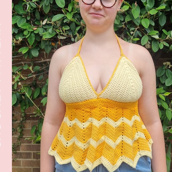 Crochet Bralette Pattern with halter neck, easy Crochet Top pattern suitable for beginners