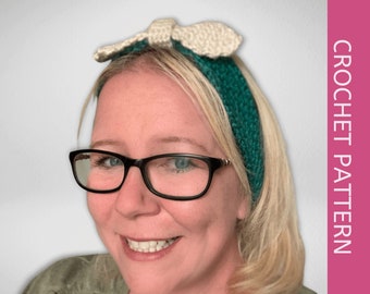 Crochet Headband pattern with Bow, Bow Baby Crochet Headband Pattern, 5 sizes to make