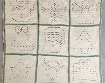 Coperta natalizia all'uncinetto, schema per coperta all'uncinetto filet per principianti, schema facile per coperta all'uncinetto