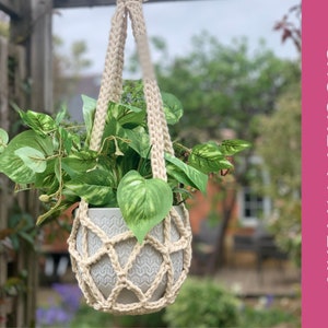 Easy Crochet Plant Hanging Pattern, Crochet Macramé Plant hanger for beginners