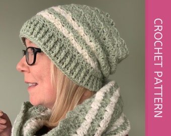 Crochet Beanie Pattern, Crochet Slouchy Beanie Hat pattern, DIY Beanie for Beginners