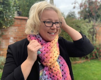 Gehaakte sjaal dames haakpatroon, C2C Grandma Stitch, haken voor beginners, haakpatronen voor vrouwen, haakmode, sjaal haken