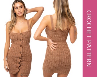 Crochet Dress Pattern with Straps featuring Button Closing Front