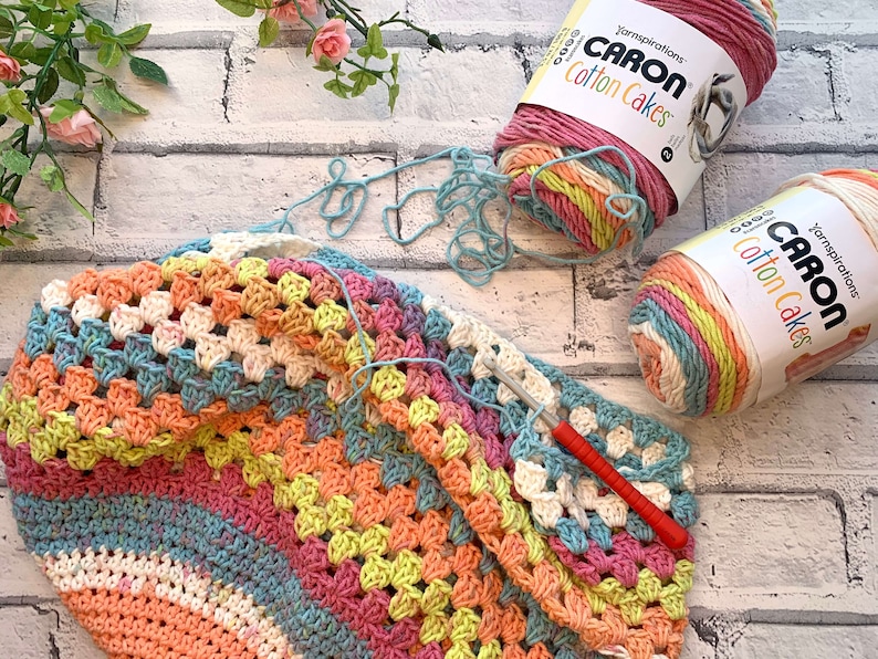 Crochet Bag pattern, eco friendly market bag using granny stitch pattern, beginner crochet project image 3