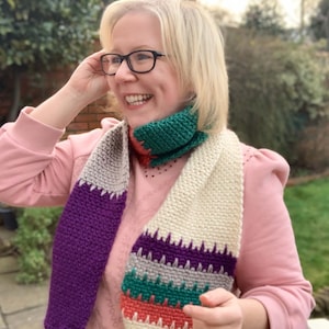 Stripy Crochet Linen Stitch scarf for beginners with spike stitch