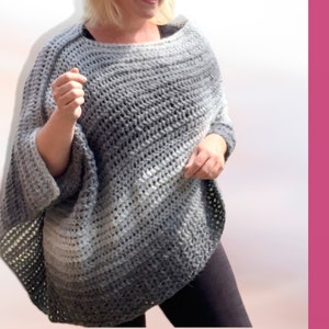 Crochet Poncho Pattern | Make your own Poncho using chunky yarn with this easy to follow crochet pattern