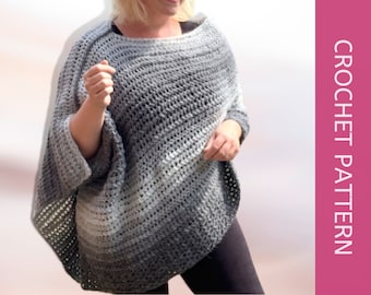 Crochet Poncho Pattern | Make your own Poncho using chunky yarn with this easy to follow crochet pattern