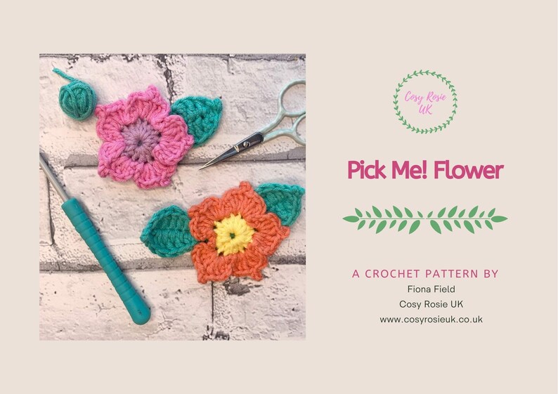 Beginner Easy Crochet Flower pattern, crochet applique, pretty crochet flower image 3