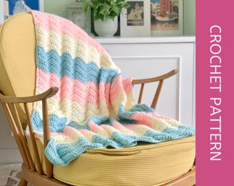 Easy Chevron Crochet Blanket Pattern, Crochet Afghan Pattern for beginners