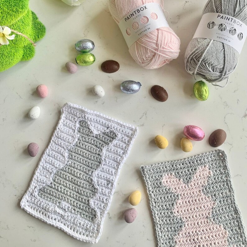 Easter Bunny Crochet Coaster Pattern and Chart, using Tapestry Crochet image 1