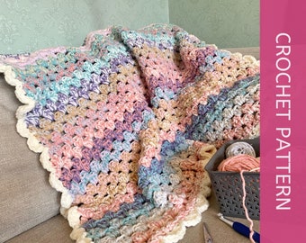 Easy Crochet Blanket Pattern, Stash Busting Crochet Afghan Pattern for beginners