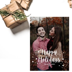 Weihnachtskarte druckbare Happy Holidays White Snow