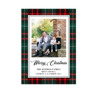 Cartolina di Natale stampabile digitale plaid tartan