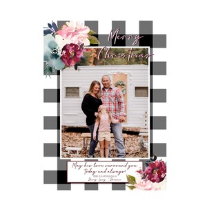 Weihnachtskarte druckbares Foto digital floral schwarz weiß